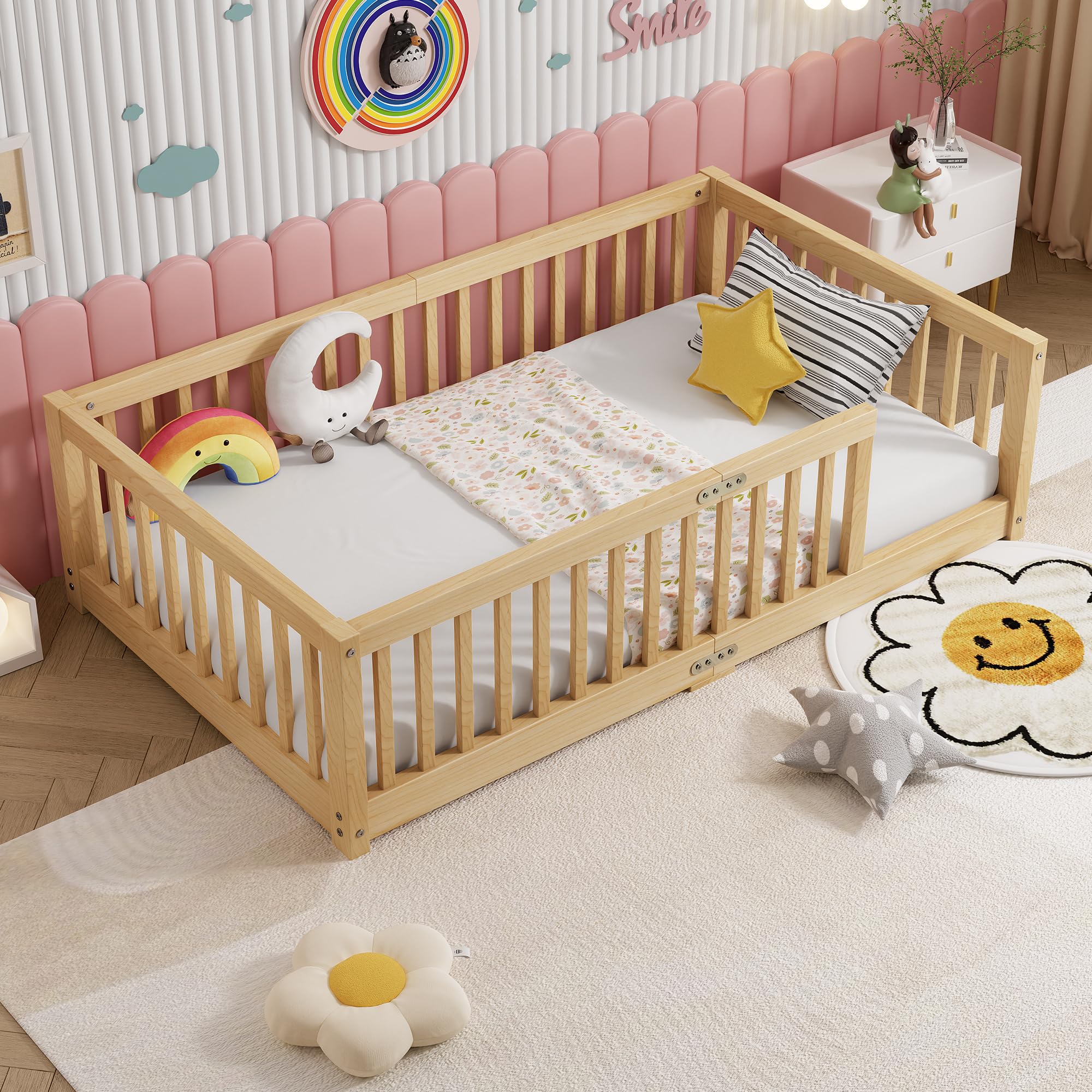Amazon.com: PVWIIK Twin Size Montessori Toddler Floor Bed with